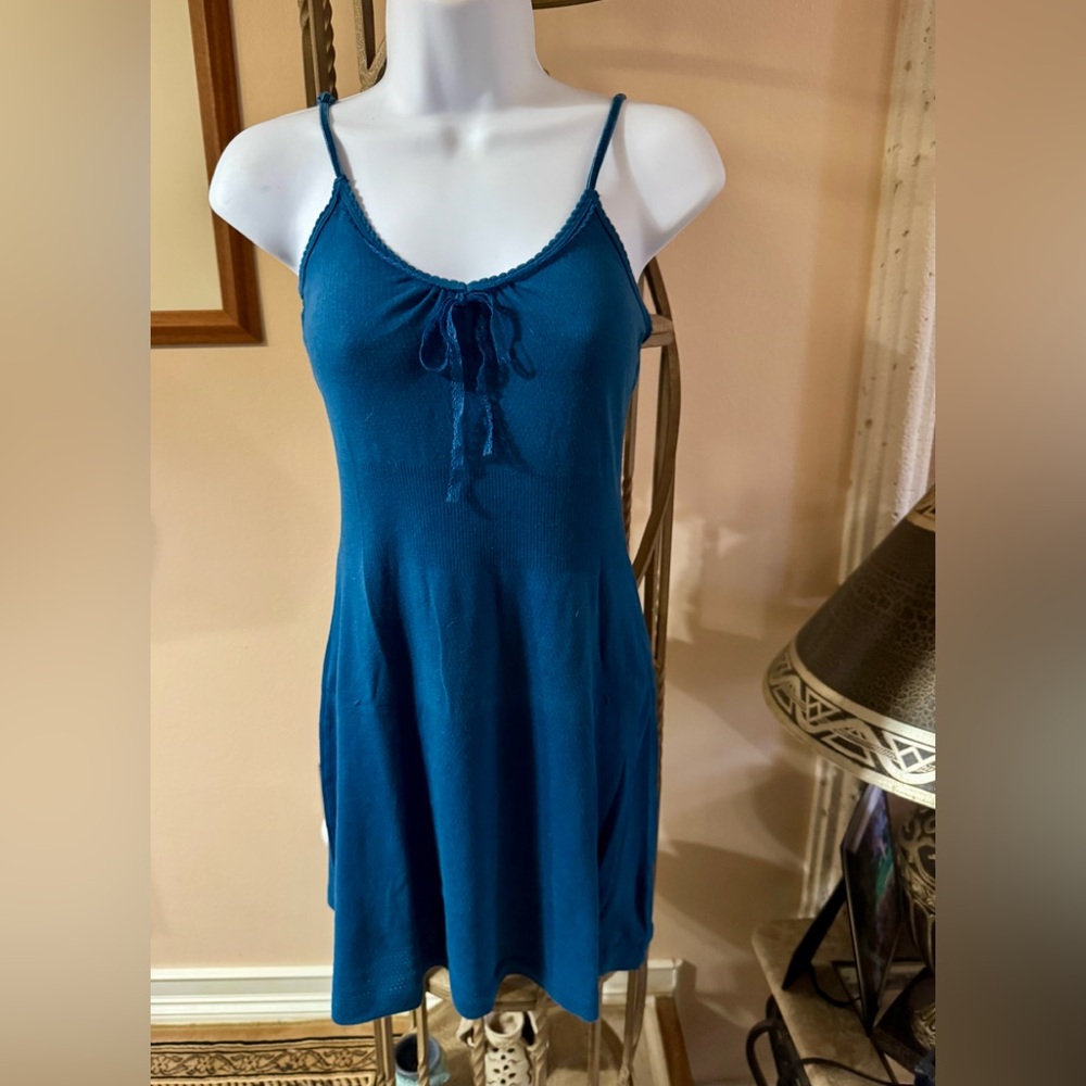 Aerie Vintage Y2K Navy Blue Knit Pointelle Dress